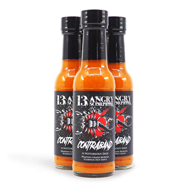 13 Angry Scorpions Contraband Hot Sauce 150ml ChilliBOM Hot Sauce Store Hot Sauce Club Australia Chilli Sauce Subscription Club Gifts SHU Scoville group