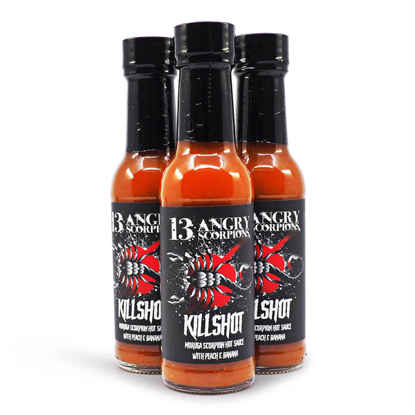 13 Angry Scorpions Killshot Hot Sauce 150ml ChilliBOM Hot Sauce Store Hot Sauce Club Australia Chilli Sauce Subscription Club Gifts SHU Scoville group