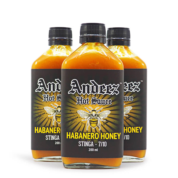 Andeez Hot Sauce Habanero Honey 200ml ChilliBOM Hot Sauce Store Hot Sauce Club Australia Chilli Sauce Subscription Club Gifts SHU Scoville group