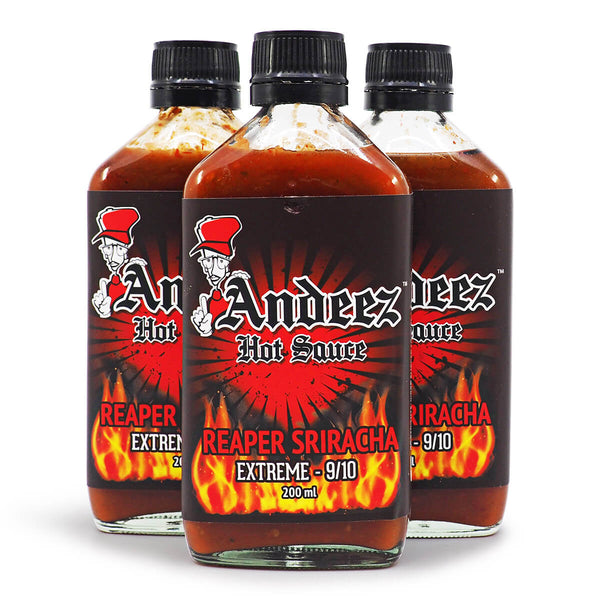Andeez Hot Sauce Reaper Sriracha 200ml ChilliBOM Hot Sauce Store Hot Sauce Club Australia Chilli Sauce Subscription Club Gifts SHU Scoville group