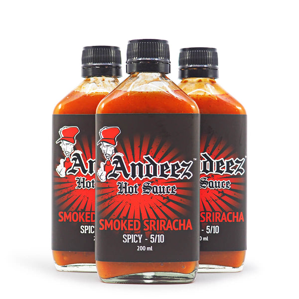 Andeez Hot Sauce Smoked Sriracha 200ml ChilliBOM Hot Sauce Store Hot Sauce Club Australia Chilli Sauce Subscription Club Gifts SHU Scoville group