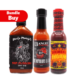 Aussie Hero Hot Sauce Bundle ChilliBOM Hot Sauce Store Australia Uncle Mungo's 13 Angry Scorpions Diemens bundle and save lozenge