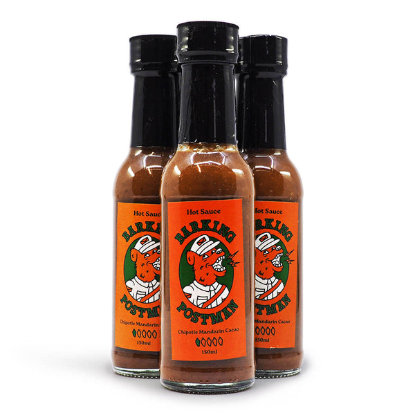 Barking Postman Chipotle Mandarin Cacao Hot Sauce 150ml ChilliBOM Hot Sauce Store Hot Sauce Club Australia Chilli Sauce Subscription Club Gifts SHU Scoville group