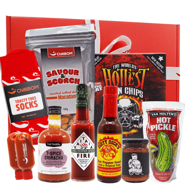 Ultimate Hot Sauce Lovers Chilli Hamper ChilliBOM Hot Sauce Club Australia Chilli Subscription Gifts SHU Scoville box hamper