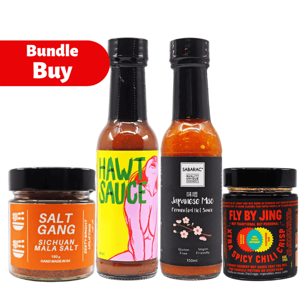 Dumplings for Days Bundle ChilliBOM Hot Sauce Australia Sabarac Japanese Miso Dereks Sauce Co Hawt Sauce Salt Gang Sichuan Mala Salt and Fly Bi Jing Xtra Spicy Chill Oil loznege