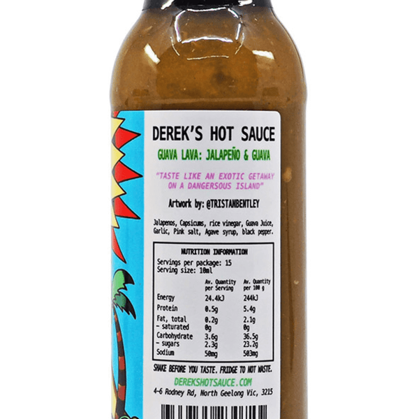 Guava Lava by Derek's Hot Sauce 150ml ChilliBOM Hot Sauce Store Hot Sauce Club Australia Chilli Sauce Subscription Club Gifts SHU Scoville nutrition