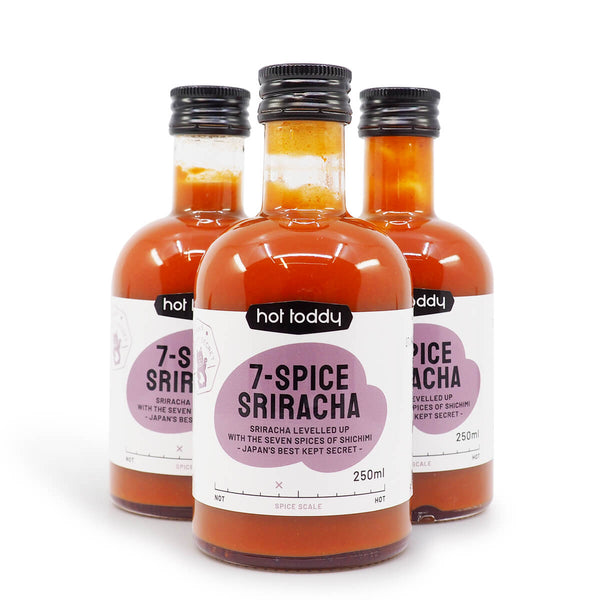 Hot Toddy 7-Spice Sriracha Hot Sauce 250ml ChilliBOM Hot Sauce Store Hot Sauce Club Australia Chilli Sauce Subscription Club Gifts SHU Scoville group