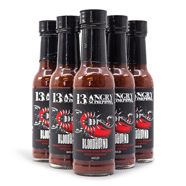 13 Angry Scorpions Bloodhound Hot Sauce 150ml ChilliBOM Hot Sauce Store Hot Sauce Club Australia Chilli Sauce Subscription Club Gifts SHU Scoville saucemania
