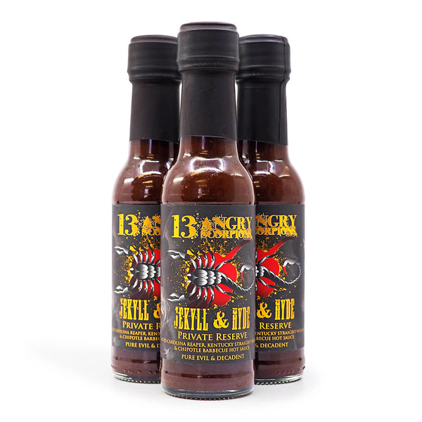13 Angry Scorpions Jekyll & Hyde Private Reserve 150ml ChilliBOM Hot Sauce Store Hot Sauce Club Australia Chilli Sauce Subscription Club Gifts SHU Scoville group