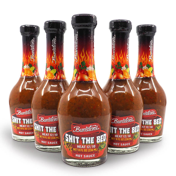Bunsters Shit the Bed 12/10 Hot Sauce 236ml group2 ChilliBOM Hot Sauce Club Australia Chilli Subscription Gifts SHU Scoville