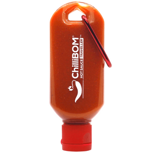 mini-keyring bottle hot sauce ChilliBOM hot sauce traveller sanitiser sanitizer chillibomb Australia