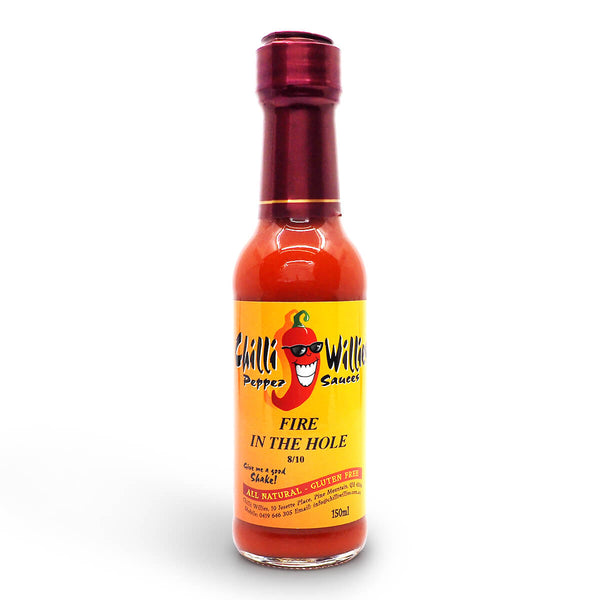 Chilli Willies Fire in the Hole Hot Sauce 150ml ChilliBOM Hot Sauce Club Australia Chilli Subscription Gifts SHU Scoville