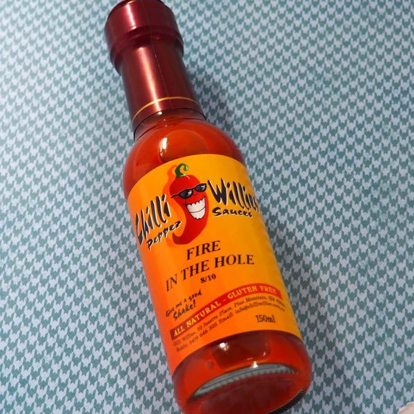 Chilli Willies Fire in the Hole Hot Sauce 150ml stylised ChilliBOM Hot Sauce Club Australia Chilli Subscription Gifts SHU Scoville