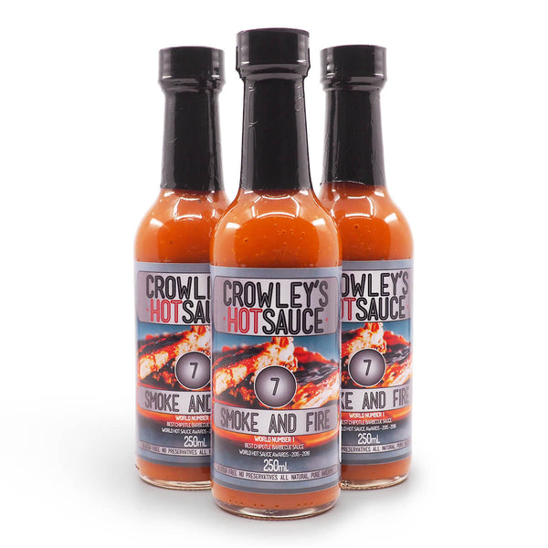 Crowley's Hot Sauce Smoke and Fire 250ml group ChilliBOM Hot Sauce Club Australia Chilli Subscription Gifts SHU Scoville