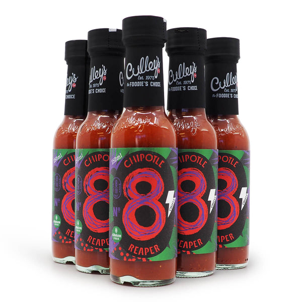Culley's No 8 Chipotle Reaper 150ml ChilliBOM Hot Sauce Store Hot Sauce Club Australia Chilli Sauce Subscription Club Gifts SHU Scoville group