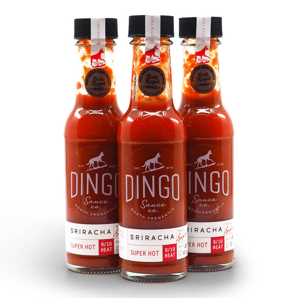 Dingo Sauce Co. Sriracha Super Hot 150ml ChilliBOM Hot Sauce Store Hot Sauce Club Australia Chilli Sauce Subscription Club Gifts SHU Scoville group