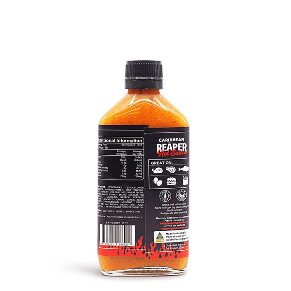 Pepper by Pinard Caribbean Reaper Hot Sauce 200ml ChilliBOM Hot Sauce Store Hot Sauce Club Australia Chilli Sauce Subscription Club Gifts SHU Scoville ingredients