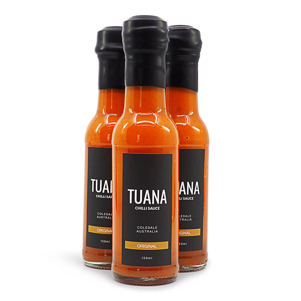 Tuana Original Chilli Sauce 150ml ChilliBOM Hot Sauce Store Hot Sauce Club Australia Chilli Sauce Subscription Club Gifts SHU Scoville group