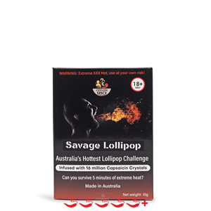 Ceylon Spice Heaven Savage Lollipop Challenge 10g ChilliBOM Hot Sauce Store Hot Sauce Club Australia Chilli Sauce Subscription Club Gifts SHU Scoville