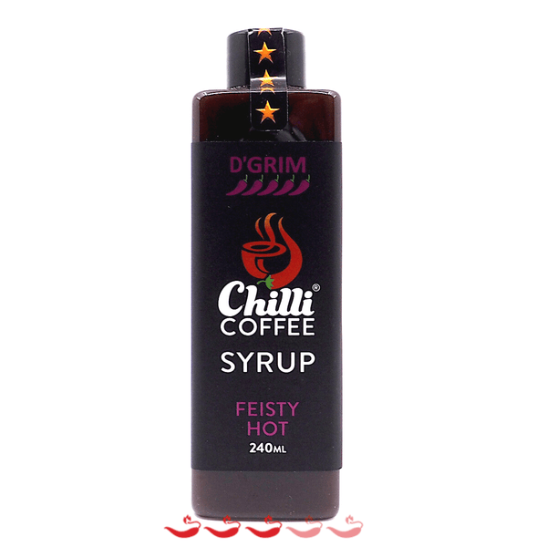  Chilli Coffee D'Grim Syrup Feisty Hot 240ml ChilliBOM Hot Sauce Store Hot Sauce Club Australia Chilli Sauce Subscription Club Gifts SHU Scoville