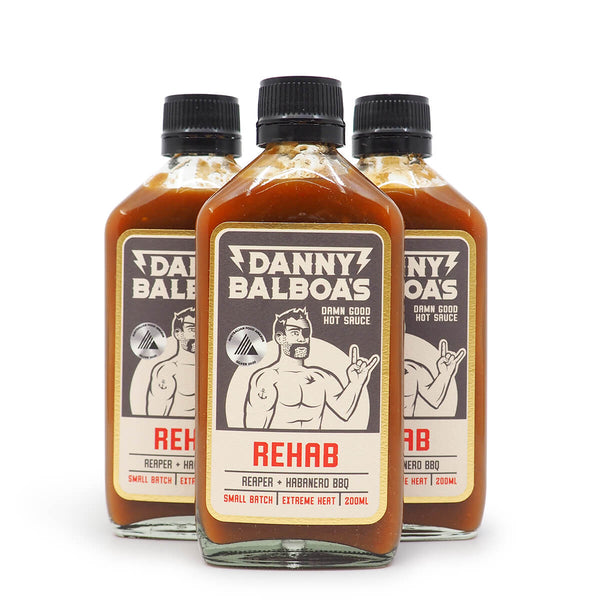 Danny Balboa's REHAB 200ml ChilliBOM Hot Sauce Store Hot Sauce Club Australia Chilli Sauce Subscription Club Gifts SHU Scoville group
