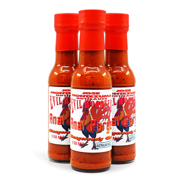 Jose Montezuma's Evil Rooster Anal Purge 150ml ChilliBOM Hot Sauce Store Hot Sauce Club Australia Chilli Sauce Subscription Club Gifts SHU Scoville group