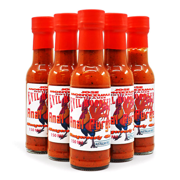 Jose Montezuma's Evil Rooster Anal Purge 150ml ChilliBOM Hot Sauce Store Hot Sauce Club Australia Chilli Sauce Subscription Club Gifts SHU Scoville group2