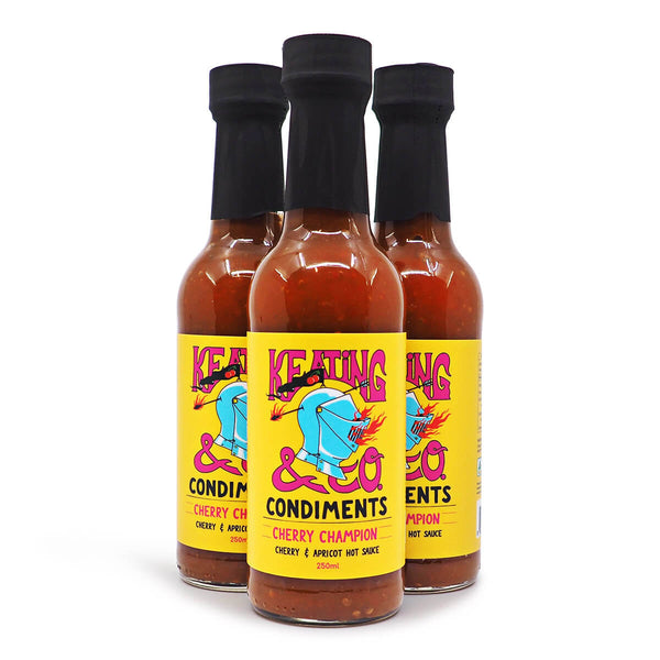 Keating & Co Condiments Cherry Champion 250ml ChilliBOM Hot Sauce Store Hot Sauce Club Australia Chilli Sauce Subscription Club Gifts SHU Scoville group
