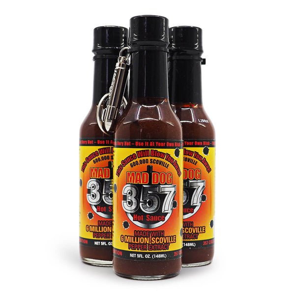 Mad Dog 357 with Bullet Keyring 600,000 SHUs 148ml ChilliBOM Hot Sauce Store Hot Sauce Club Australia Chilli Sauce Subscription Club Gifts SHU Scoville mats hotshop