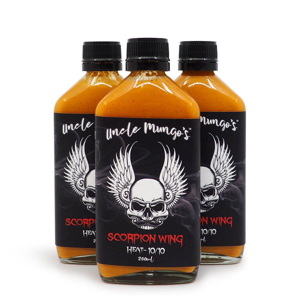 Uncle Mungo's Scorpion Wing 200ml ChilliBOM Hot Sauce Store Hot Sauce Club Australia Chilli Sauce Subscription Club Gifts SHU Scoville group